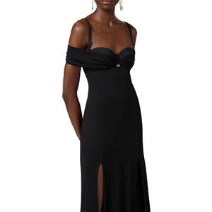 ELISABETTA FRANCHI ABITO RED CARPET IN JERSEY CREPE CON CORSETTO - ABR0851E2 - nero