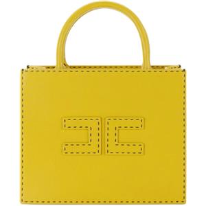 ELISABETTA FRANCHI TOTE PICCOLA CON IMPUNTURE A CONTRASTO - BS08A51E2 - curry