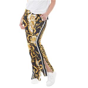 Parosh pantaloni donna a fantasia con bande laterali Verde