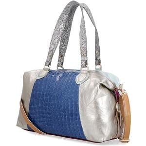 Ebarrito Clashy Bag borsa in pelle patchwork con manici e tracolla
