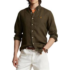 Polo Ralph Lauren camicia uomo in lino botton down Kaki