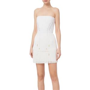ELISABETTA FRANCHI ABITO BUSTIER CON BALZE DI FRANGE - AB43732E2 - avorio