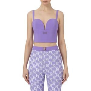 ELISABETTA FRANCHI TOP BUSTIER IN CREPE STRETCH CON PLACCA LOGO SMALTATA - TO00941E2 - iris