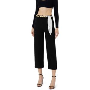 ELISABETTA FRANCHI JEANS PALAZZO CROPPED CON CINTURA CATENA - PJ42D41E2 - nero