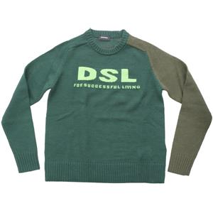 Diesel Maglia Bambino con logo lavorato a maglia Verde