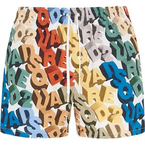 Dsquared2 Allover Logo Midi Swim Boxer White/Multicolor