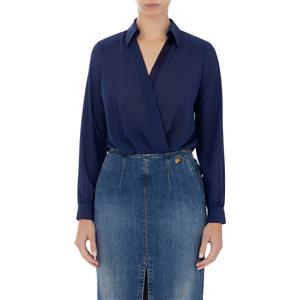 ELISABETTA FRANCHI CAMICIA BODY IN GEORGETTE CON GEMELLI - CB00751E2 - oltremare