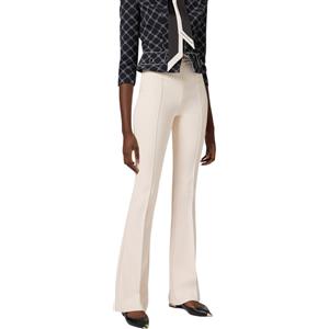 ELISABETTA FRANCHI PANTALONE A ZAMPA IN CREPE CON PLACCA LOGO - PA07951E2 - burro