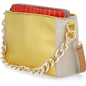Ebarrito Borsa a mano in pelle patchwork con manico a catena