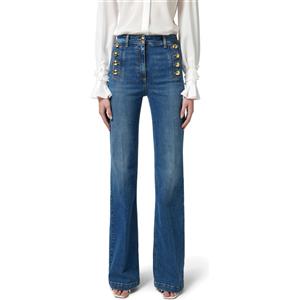 ELISABETTA FRANCHI JEANS A ZAMPA CON BOTTONIERA - PJ83D51E2 - denim
