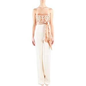 ELISABETTA FRANCHI TUTA CON TOP FOULARD - TU03032E2 - burro