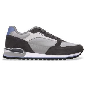 BOSS per uomo. 50523221 Sneakers in pelle grigia Parkour [3204744], Basso, Stringhe, Casual, Grigio