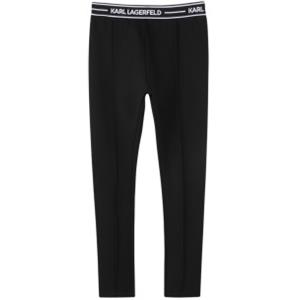 Karl Lagerfeld per ragazza. [Z30452] Leggings neri con logo, Nero, Casual, Viscosa, moda per bambini