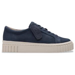 Clarks per donna. 26181210 Sneakers in pelle blu navy Mayhill Walk [3228599], 3 a 5cm, Stringhe, Casual