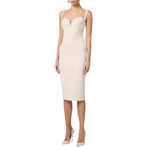 ELISABETTA FRANCHI ABITO IN DOPPIO CREPE STRETCH CON SMERLO RICAMATO - AB85052E2 - nero