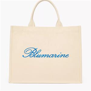 Blumarine Home Borsa Mare in Canvas con Logo Ricamato Blumarine Home Gabardine - Blu