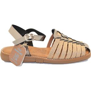 LOLA ALMAGRO SANDALO IN PELLE WAQUETILLA YUTE PISO ISLA BRONCE