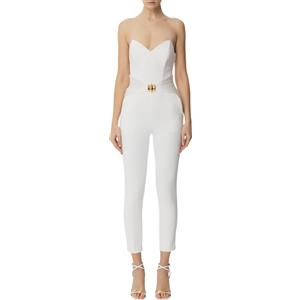 ELISABETTA FRANCHI TUTA IN CREPE FLUIDO CON MACRO FIOCCO - TU03951E2 - oltremare