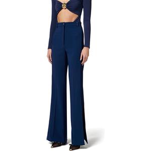 ELISABETTA FRANCHI PANTALONE SMOKING IN CREPE CON BANDE IN RASO - PA06951E2 - oltremare