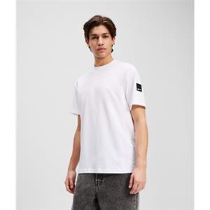 Karl Lagerfeld per uomo. A3M17003 Maglietta con toppa e logo bianco [3280419], Casual, Manica corta, Cotone biologico, Sostenibile