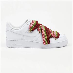 Nike Air Force 1 Custom White Rope Laces Colored Red