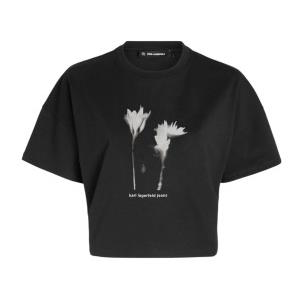 Karl Lagerfeld per donna. A3W17040 T-shirt corta floreale normale in nero [3280439], Casual, Cotone, Manica corta