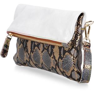 Ebarrito Borsa a tracolla in pelle patchwork con chiusura a zip