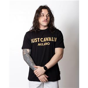 Just Cavalli T-Shirt Just Cavalli con logo effetto velluto uomo