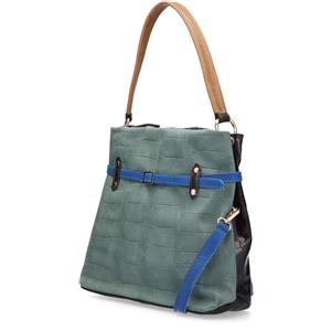 Ebarrito Borsa shopper in pelle patchwork con tracolla